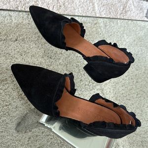 Sophisticated suede low heel fun slip on shoe